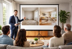 découvrez comment le home staging avec projection avant/après sur écran de projection peut convaincre rapidement vos clients et valoriser votre bien immobilier.