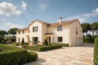 Maison individuelle moderne en Nouvelle-Aquitaine avec jardin paysager et tuiles en terre cuite